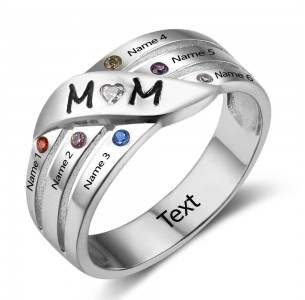 Birthstone Ring, Sterling Silver Personalized Engravable Ring JEWJORI102740